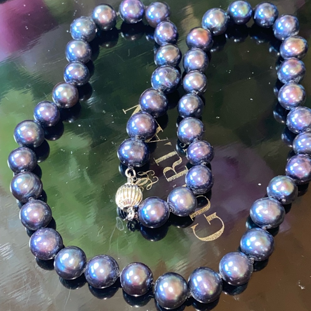 Genuine Black Akoya Pearl Necklace 18” - Picture 12 of 15